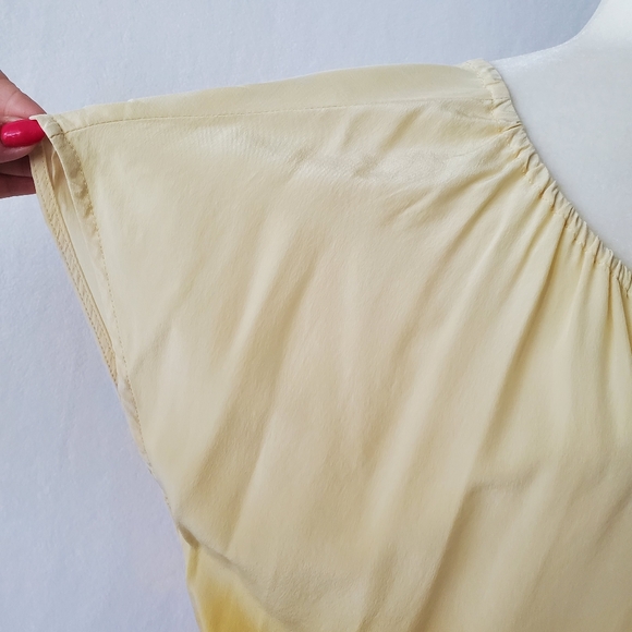 Joie Silk Top Womens Small Ombre Caro Lemon Yellow Gathered Bubble Hem Flowy S - Picture 6 of 14